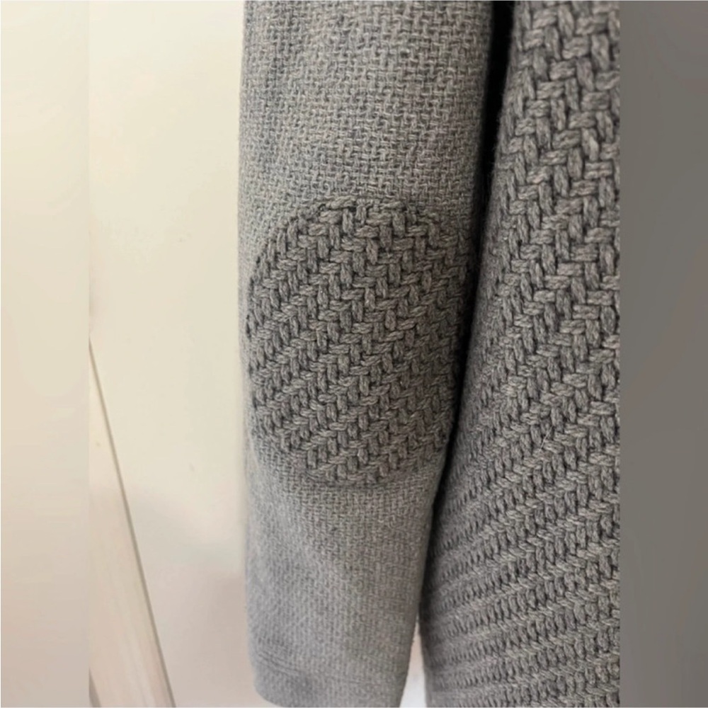 Promod Gray Textured Coat with Faux Fur Collar - Picture 5 of 9